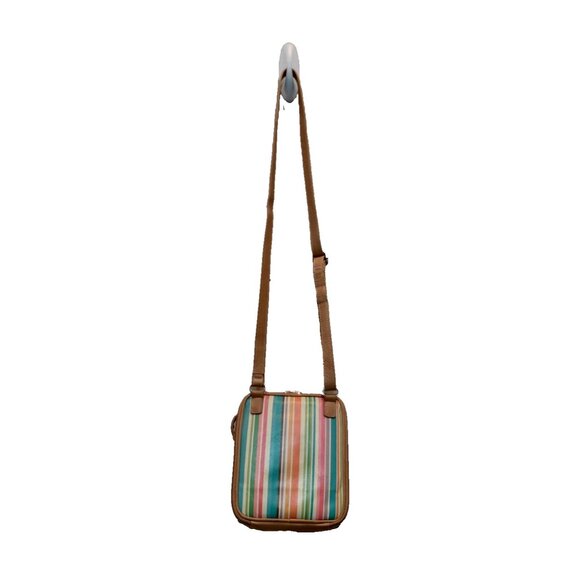 Fossil Multicolor Striped Genuine Leather Crossbody Bag Zip Around Organizer - Picture 3 of 15